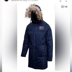 Star Wars Bravado Dark Blue Parka Coat with Faux Fur Hood Han Solo Hoth Large